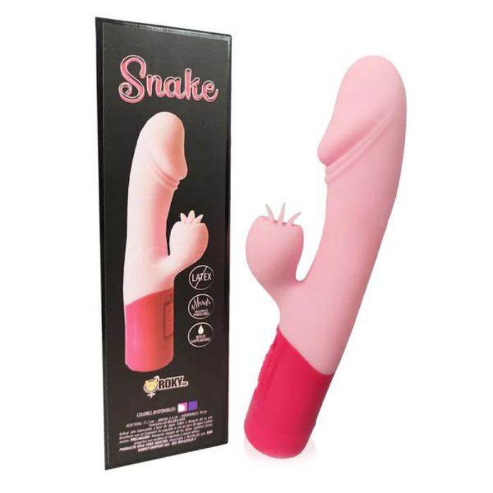 Vibrador Consolador Doble Estimulacion Punto G Y Clitoris Snake Simulacion Lengua 